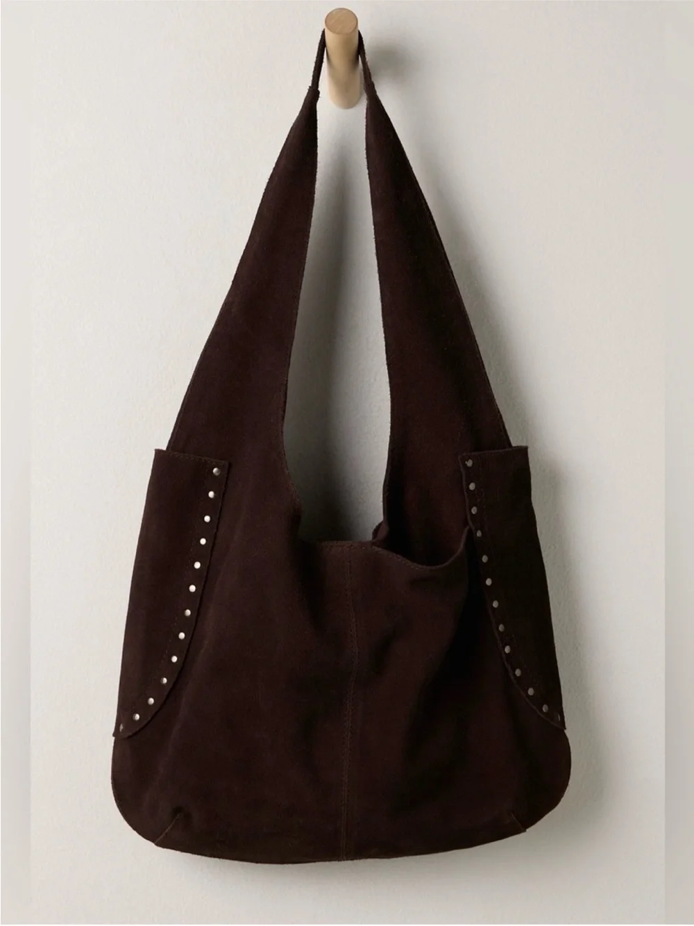 Free People Rori Suede Tote in Espresso Brown NWT